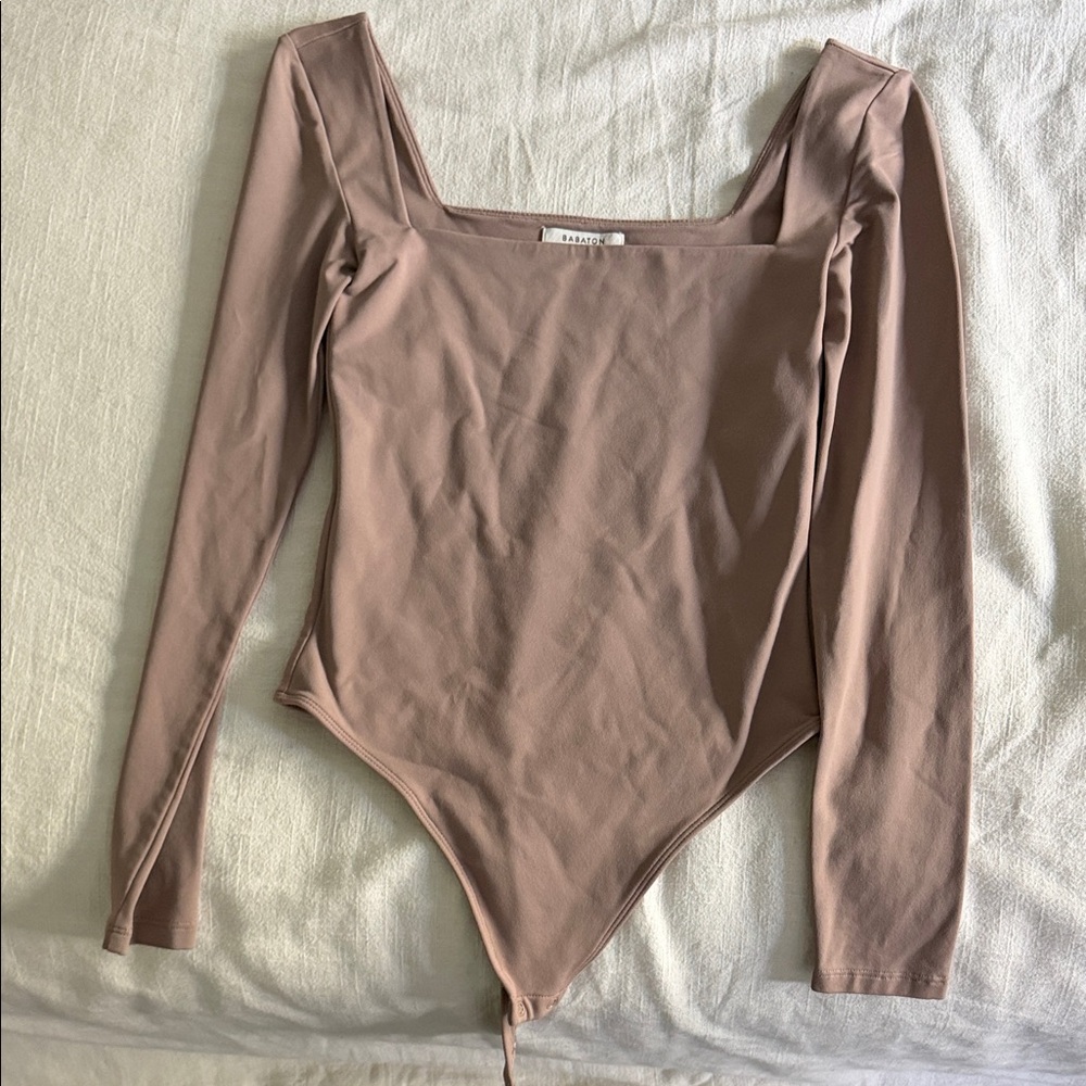 Aritzia Long Sleeve Bodysuit in Taupe